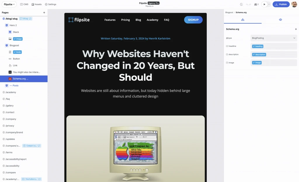 Schema.org website editor