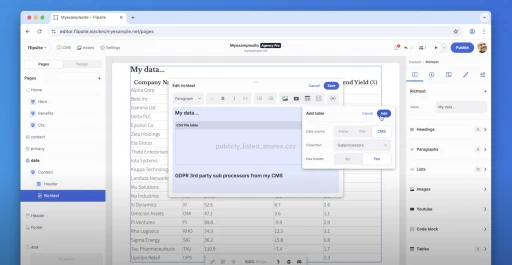 Easily Add Tables to Your Website